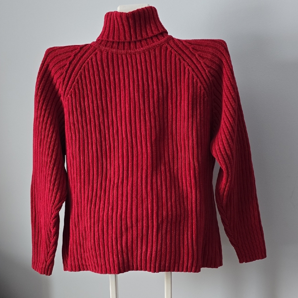 Eddie Bauer Vibrant Red Ribbed Turtleneck Sweater